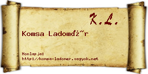 Komsa Ladomér névjegykártya